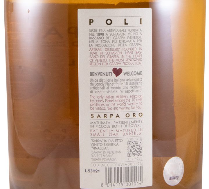 Grappa 'Sarpa Oro' Barrique – Distilleria Poli (700 ml) –   enocultura a domicilio